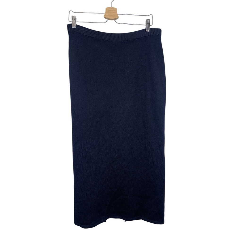 ST. John Basics Solid Black Santana Knit Pull On‎ Midi Pencil Skirt Size 10 FLAW